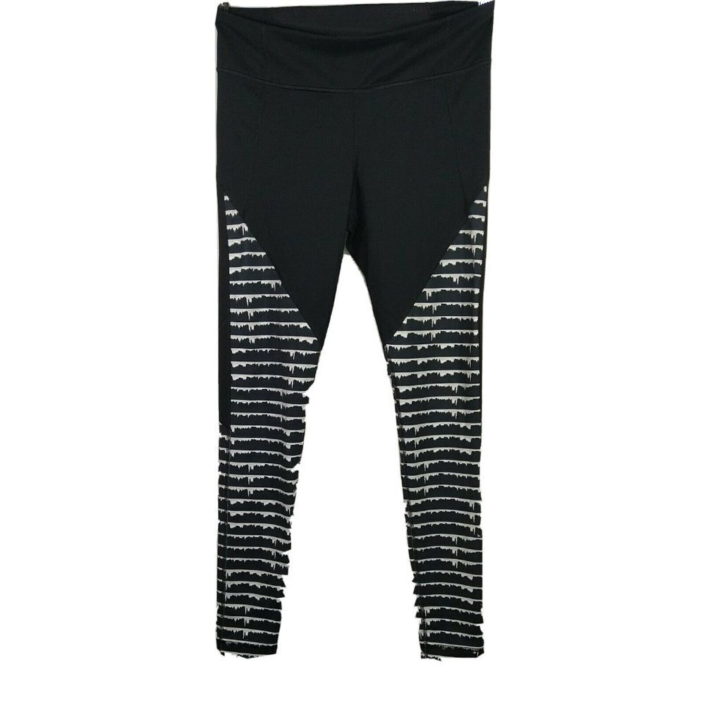 Under Armour Fitted Leggings Pants Women Size M Black White Athletic Gym Running